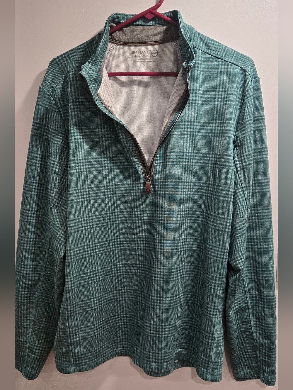Vineyard Vines Jim Nantz Pescadero Plaid Quarter Zip Pullover Green Men's L